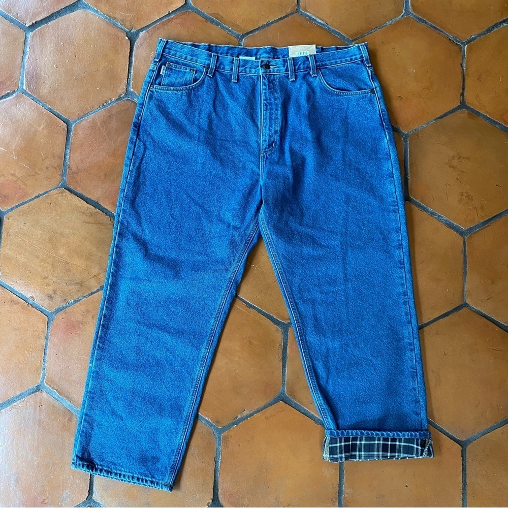 Carhartt Flannel Lined Straight Leg Relaxed Fit Jeans 44 X 30 Outdoors Workwear
